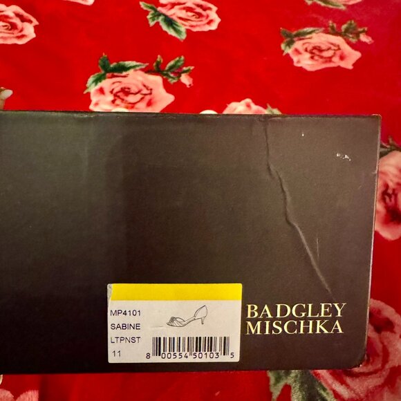 Badgley Mischka Sabine Light Pink Satin Crystal Bridal Wedding Heels Size 11 - Picture 6 of 16